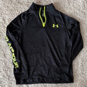 Under Armour Kids Black and Neon Yellow Quarter-Zip Long Sleeve Shirt